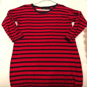 Navy and red striped dress